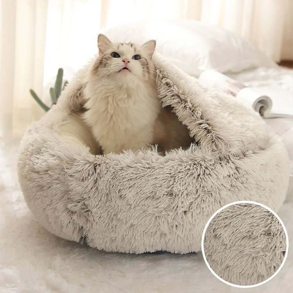 Maison pour chat Pet Bed Enclosed Round Cat Cushion Comfortable Sleep Bag Cat Nest Kennel For Small Pet - ChatÔchÔcat